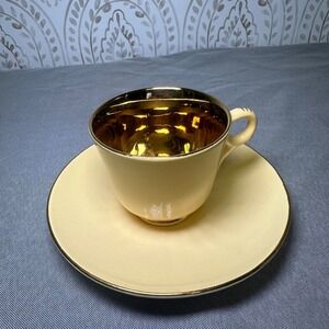 Figgjo Flint‎ Norway Porcelain Cup and Saucer Set Gilded Interior Cream